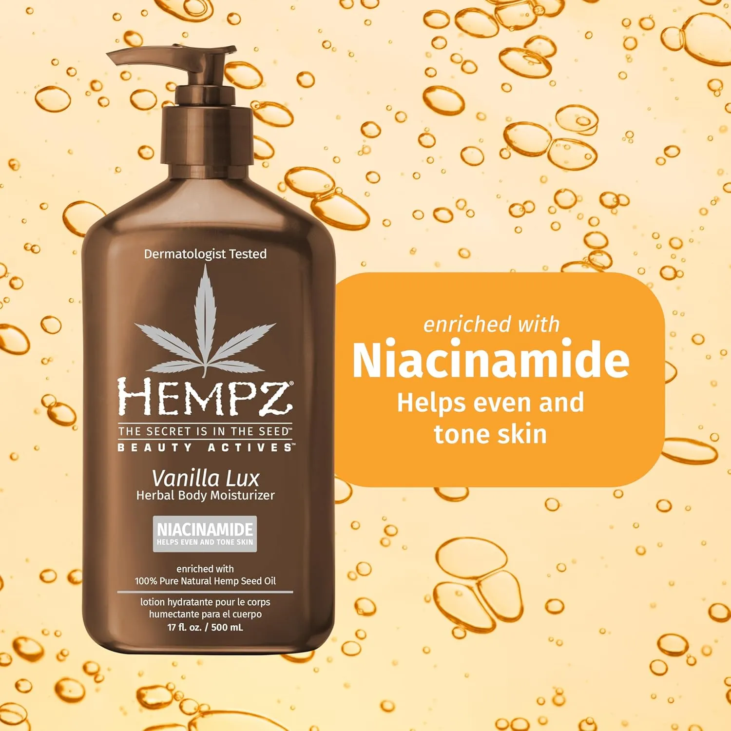 Hempz Vanilla Lux Herbal Body Moisturizer 17 oz. NEW LOOK