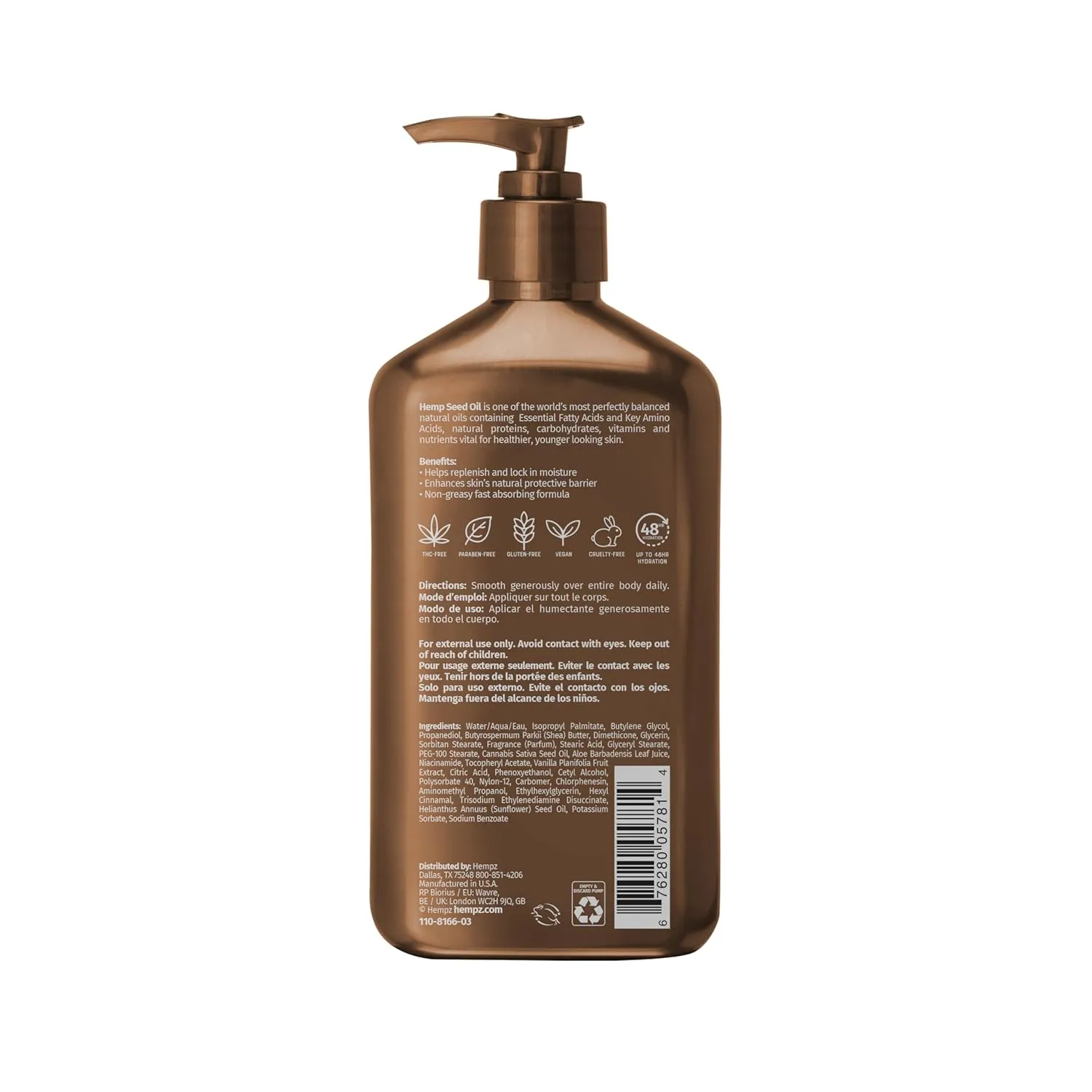 Hempz Vanilla Lux Herbal Body Moisturizer 17 oz. NEW LOOK