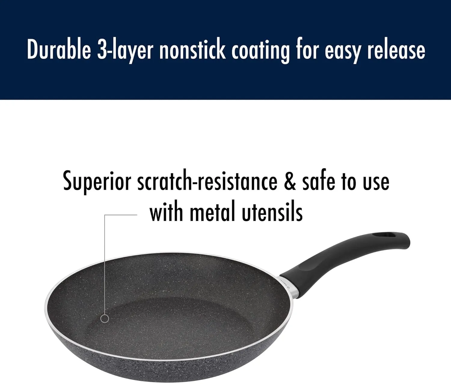 Henckels Everlift 10-inch Granitium Nonstick Frying Pan, Made in Italy, durable 3-layer granite-hued nonstick coating from recycled materials, Oven safe to 400°F, Dishwasher safe