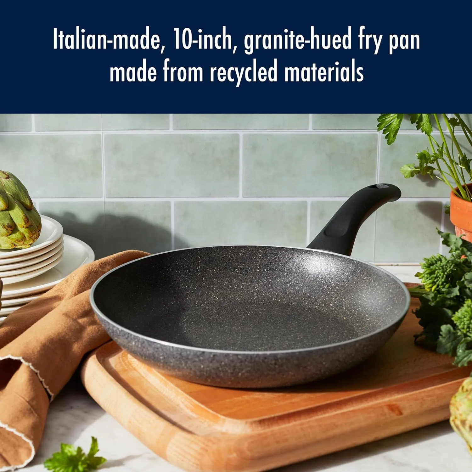 Henckels Everlift 10-inch Granitium Nonstick Frying Pan, Made in Italy, durable 3-layer granite-hued nonstick coating from recycled materials, Oven safe to 400°F, Dishwasher safe