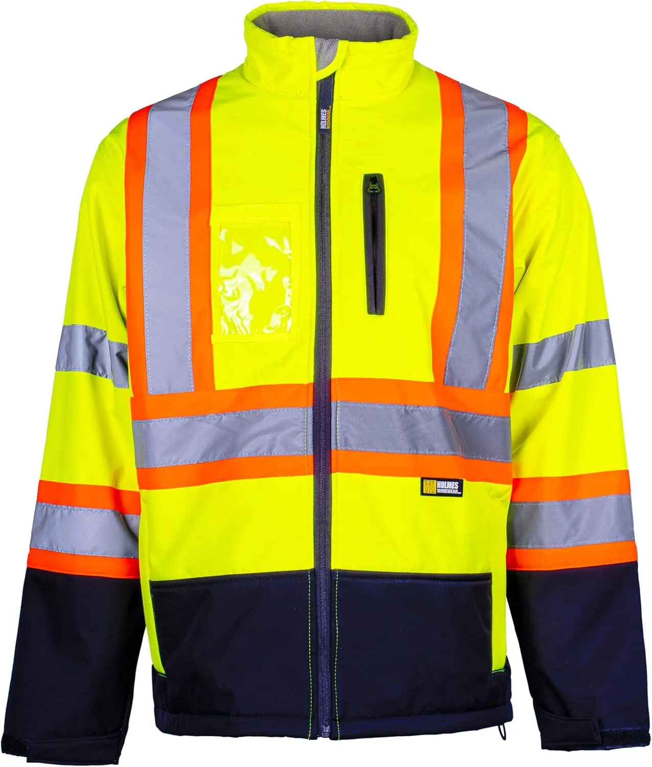 Hi-Vis Yellow Softshell Jacket - Waterproof and Breathable Reflective Jacket with Fleece Lining