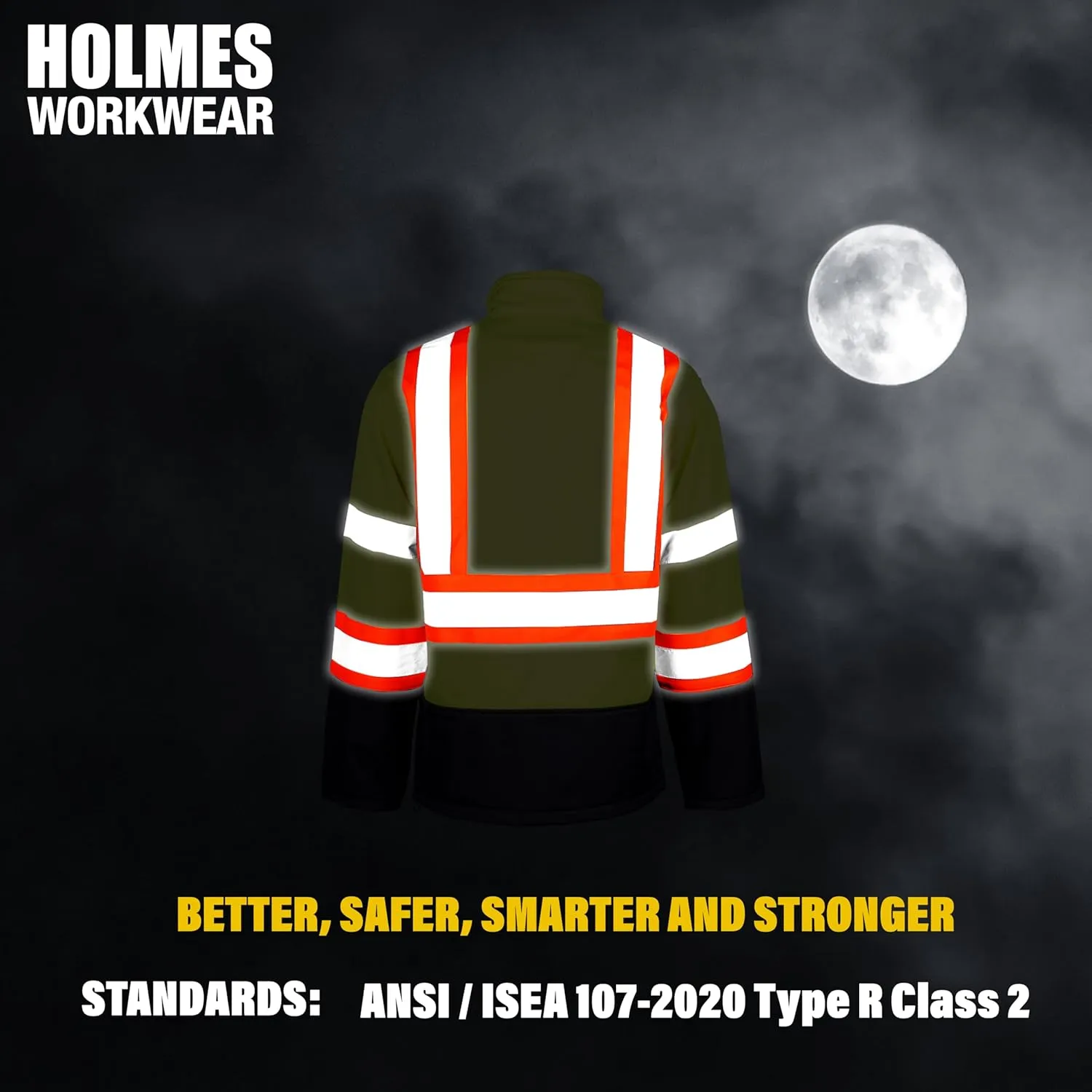 Hi-Vis Yellow Softshell Jacket - Waterproof and Breathable Reflective Jacket with Fleece Lining