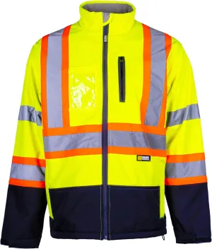Hi-Vis Yellow Softshell Jacket - Waterproof and Breathable Reflective Jacket with Fleece Lining
