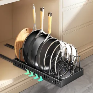 Holder Best-in-class Under Pot and Cabinet - Kitchen - Pack Organizer Pots Pans LunaLulinlk Black 1 Pull-out for Bakeware, Lid End-of-season