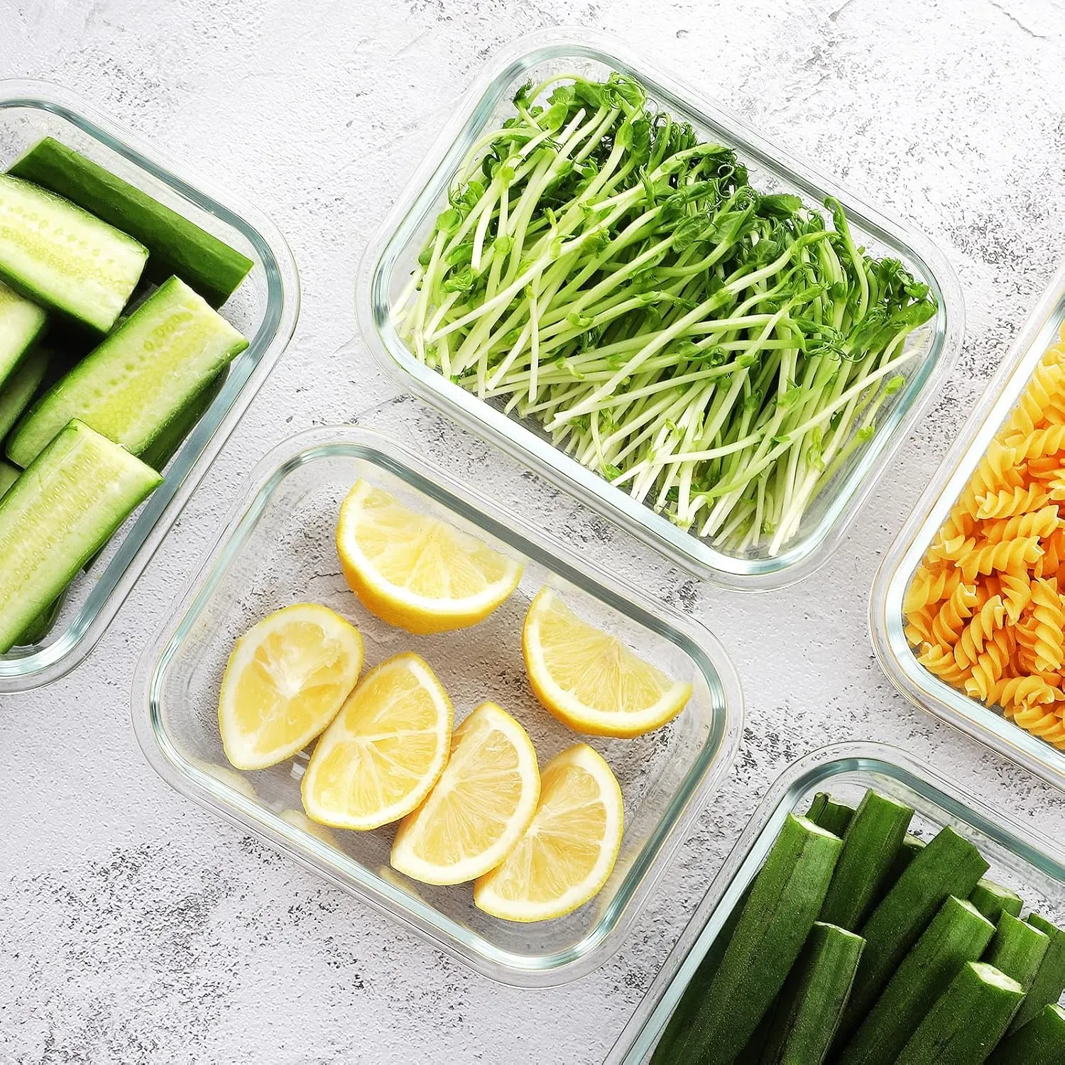 HOMBERKING 10 Pack 22oz Glass Meal Prep Containers, Glass Food Storage Containers with Lids, Airtight Glass Lunch Bento Boxes, BPA-Free & Leak Proof (10 lids & 10 Containers) - Blue