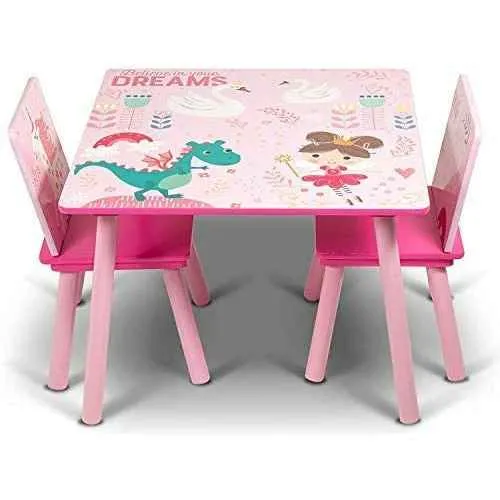 Home Canvas Little Explorer Study Table and Chair Set for Childrens | Durable and Lightweight Wooden Table and Chair Set - Blue