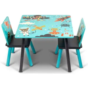 Home Canvas Little Explorer Study Table and Chair Set for Childrens | Durable and Lightweight Wooden Table and Chair Set - Blue