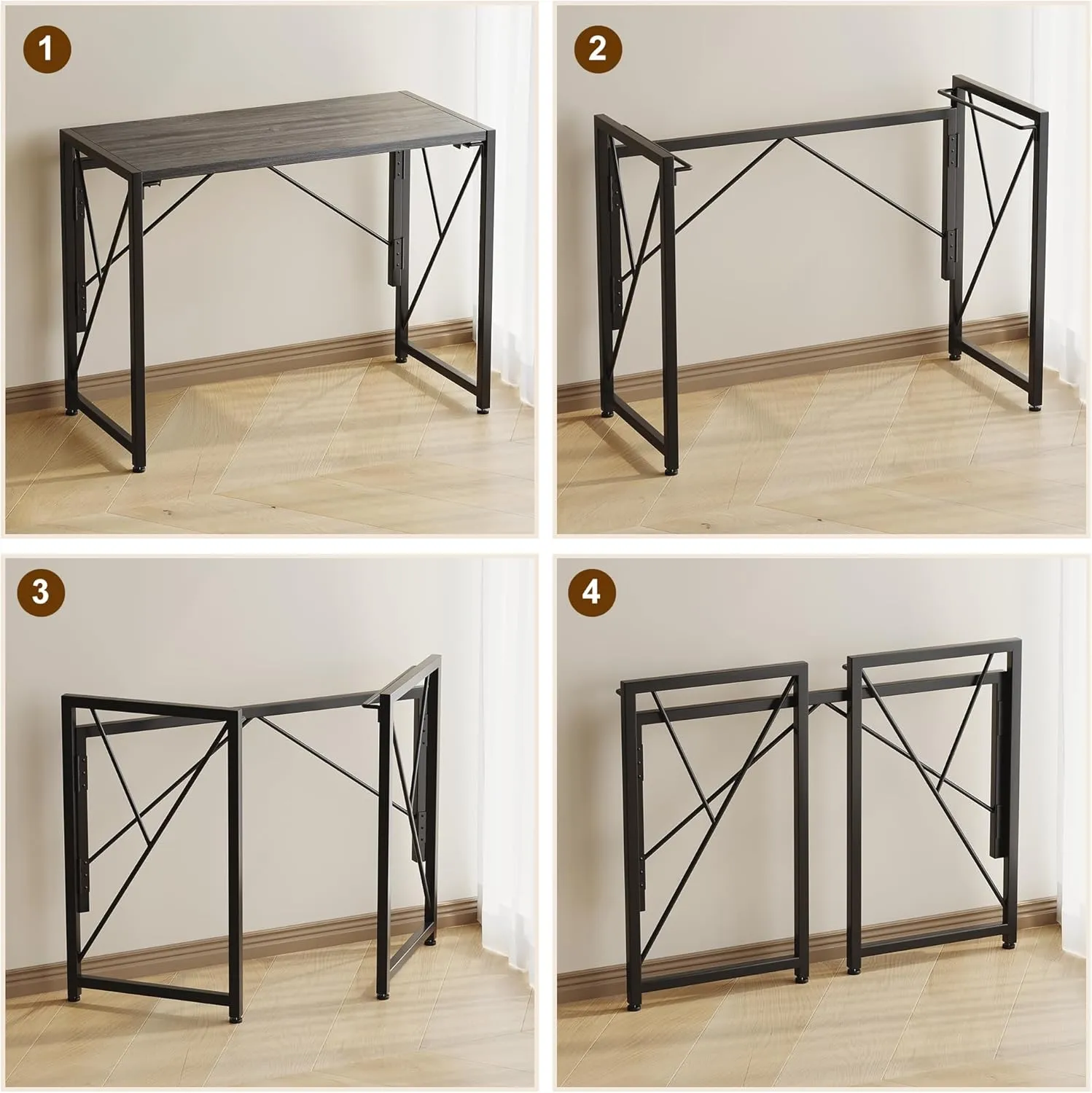 Homeiju Folding Desk - Small Foldable Desk, 31.5" for Small Spaces, Portable for Bedroom & Home Office, Space Saving, Easy Assembly, Grey
