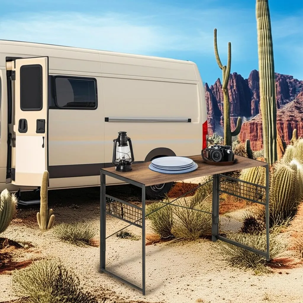 Homy Casa Portable Folding Camp Table – Lightweight & Stylish Outdoor Table for Camping, Beach, BBQs & Travel | Space-Saving Design, Quick Setup, Modern Brown Finish
