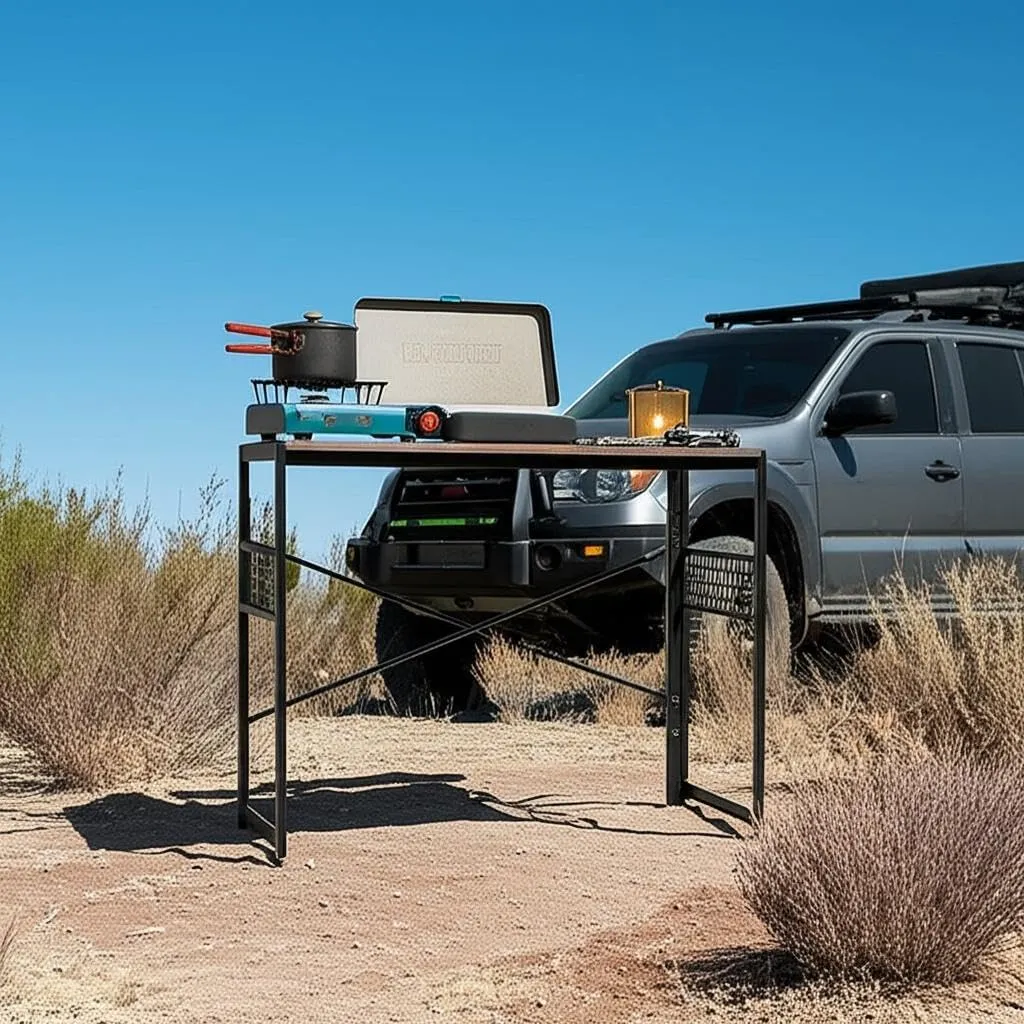 Homy Casa Portable Folding Camp Table – Lightweight & Stylish Outdoor Table for Camping, Beach, BBQs & Travel | Space-Saving Design, Quick Setup, Modern Brown Finish