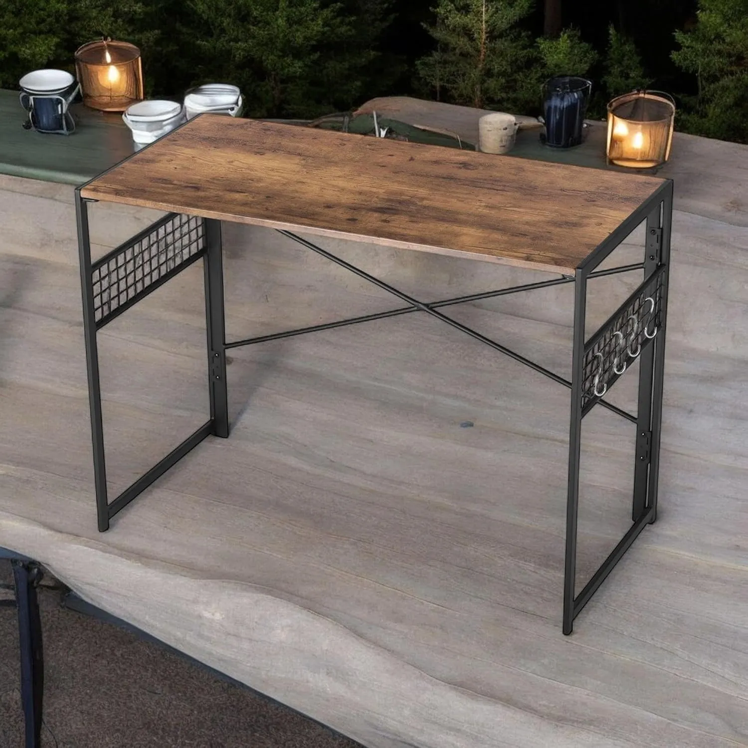 Homy Casa Portable Folding Camp Table – Lightweight & Stylish Outdoor Table for Camping, Beach, BBQs & Travel | Space-Saving Design, Quick Setup, Modern Brown Finish
