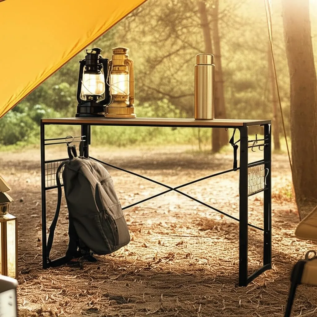 Homy Casa Portable Folding Camp Table – Lightweight & Stylish Outdoor Table for Camping, Beach, BBQs & Travel | Space-Saving Design, Quick Setup, Modern Brown Finish