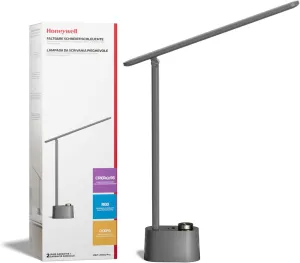 Honeywell Upgraded LED Desk Lamp - H01 Pro Sunturalux™ Foldable Desk Light with USB A C Charging Port, 3 Color Modes Dimmable Table Lamp for Home Office Reading(Grey)