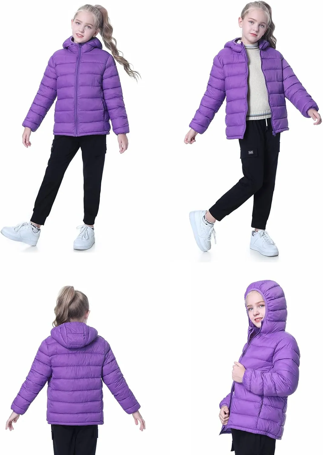 Hooded Puffer Jackets for Boys and Girls – Lightweight and Packable – Autumn and Winter Coat, Warm and Comfy