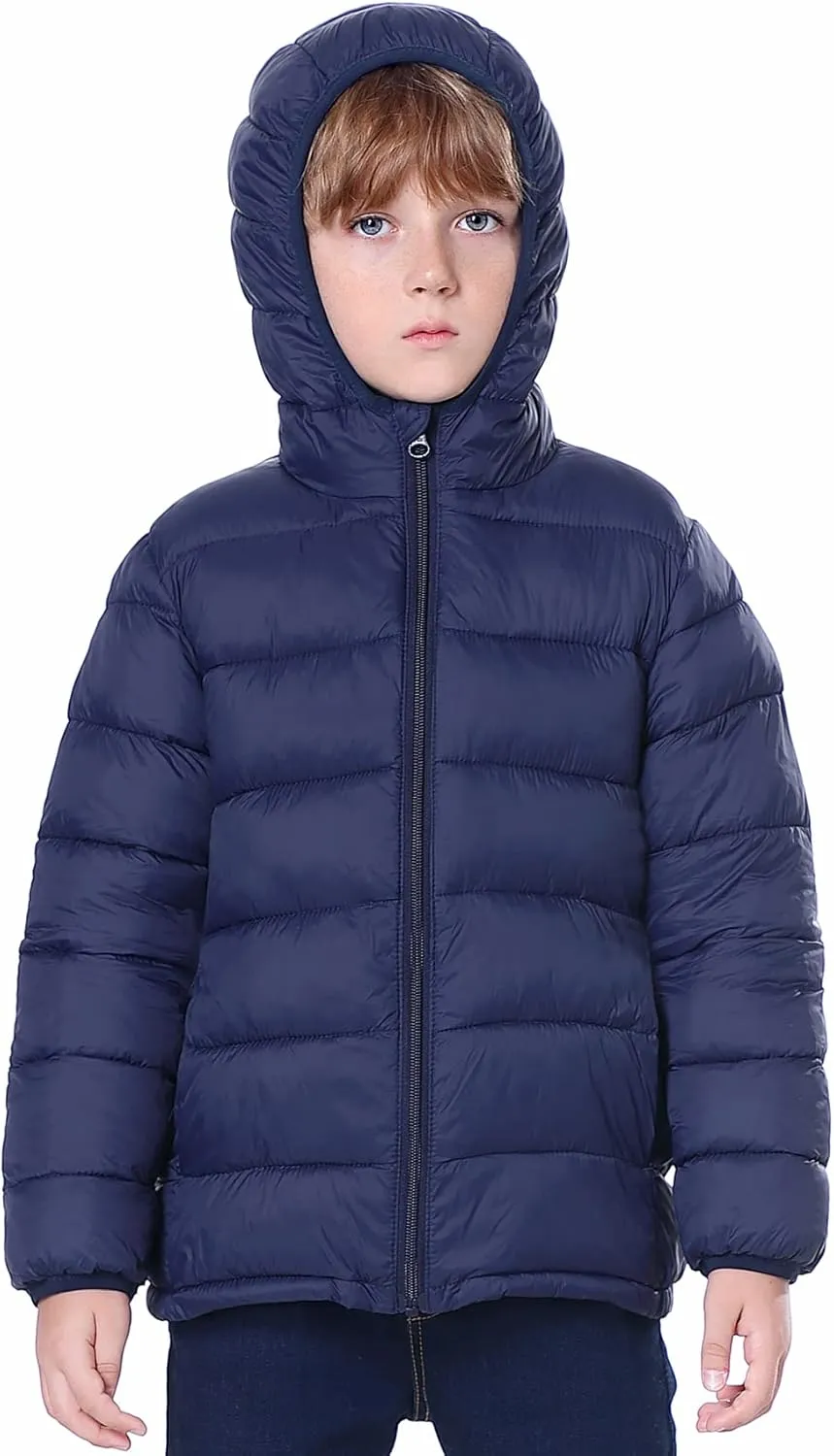 Hooded Puffer Jackets for Boys and Girls – Lightweight and Packable – Autumn and Winter Coat, Warm and Comfy