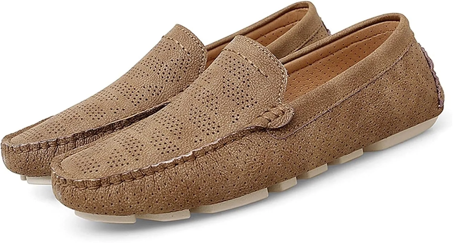 HOOENG Driving Moccasins Smoking Loafer for Men Breathable Lightweight Moccasins Shoes Lightweight Flexible Flat Heel Casual Slip On