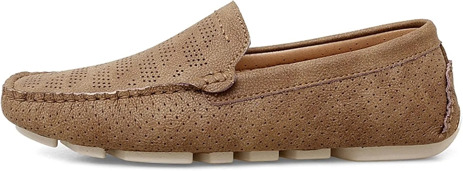 HOOENG Driving Moccasins Smoking Loafer for Men Breathable Lightweight Moccasins Shoes Lightweight Flexible Flat Heel Casual Slip On