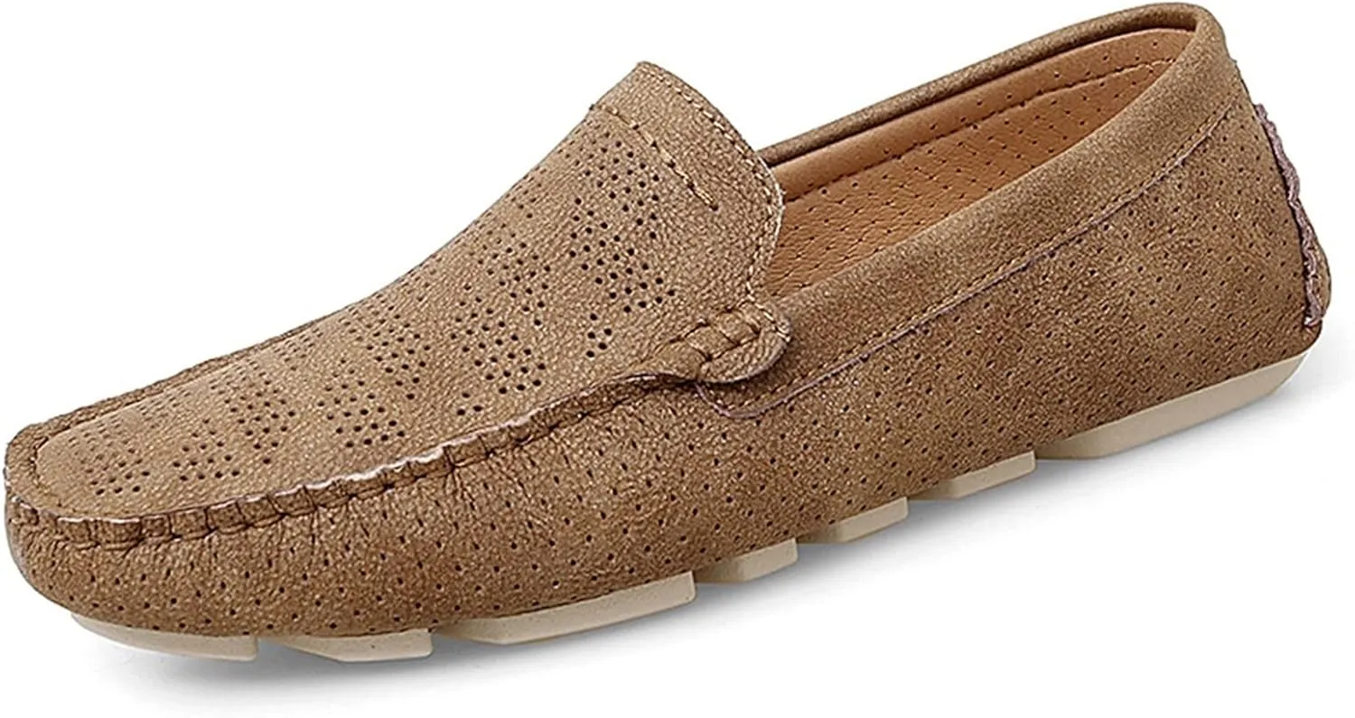 HOOENG Driving Moccasins Smoking Loafer for Men Breathable Lightweight Moccasins Shoes Lightweight Flexible Flat Heel Casual Slip On