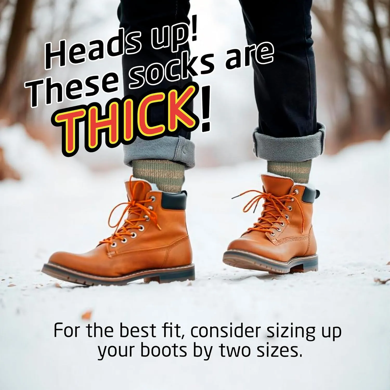 HOT FEET Thermal Socks for Men - Extreme Cold Weather, 2 Pack Thick Warm Socks, Winter Insulated, Size 6-12.5