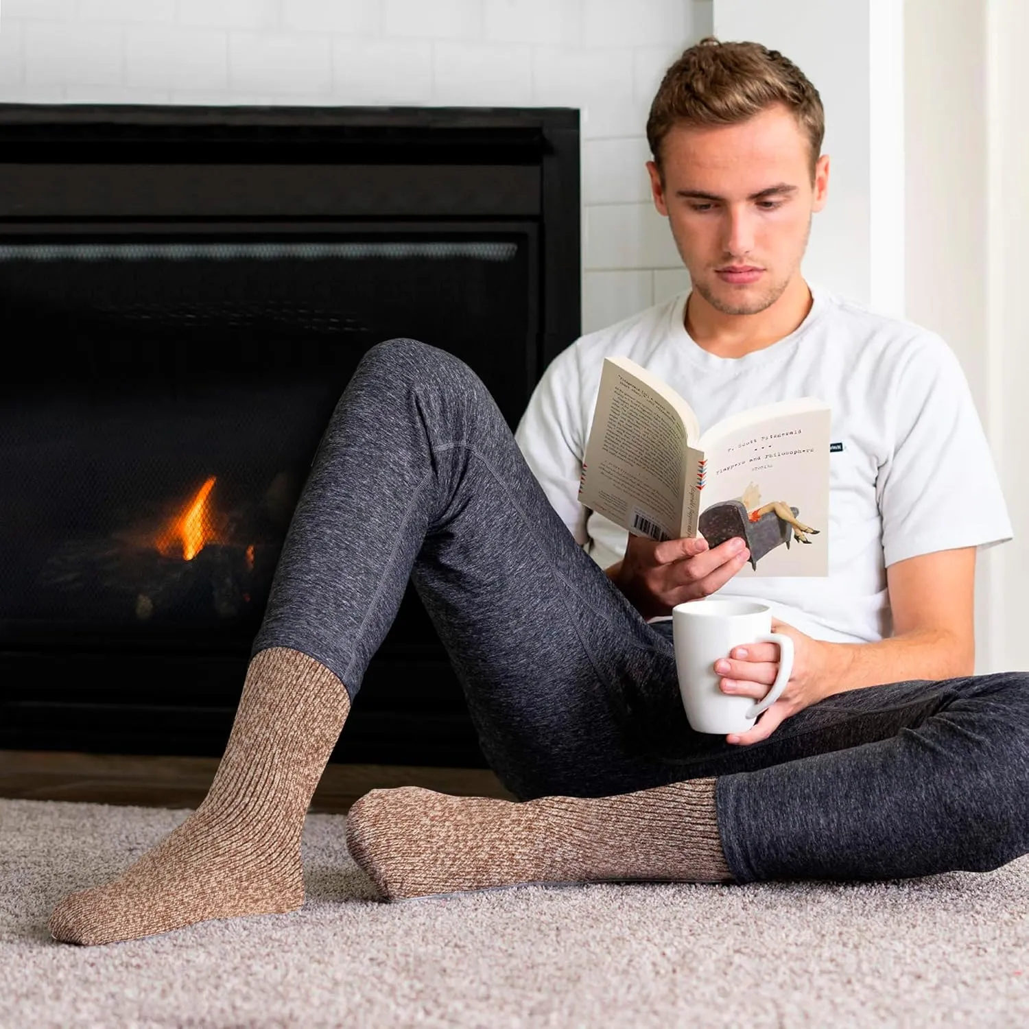 HOT FEET Thermal Socks for Men - Extreme Cold Weather, 2 Pack Thick Warm Socks, Winter Insulated, Size 6-12.5
