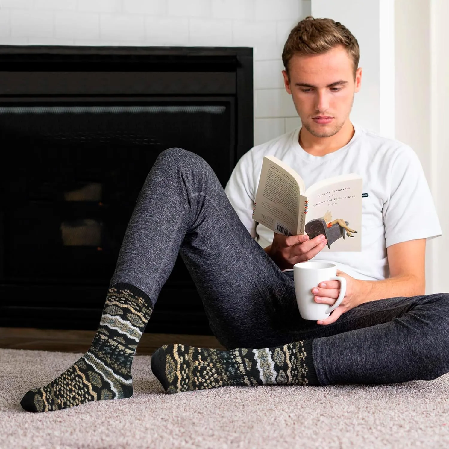 HOT FEET Thermal Socks for Men - Extreme Cold Weather, 2 Pack Thick Warm Socks, Winter Insulated, Size 6-12.5