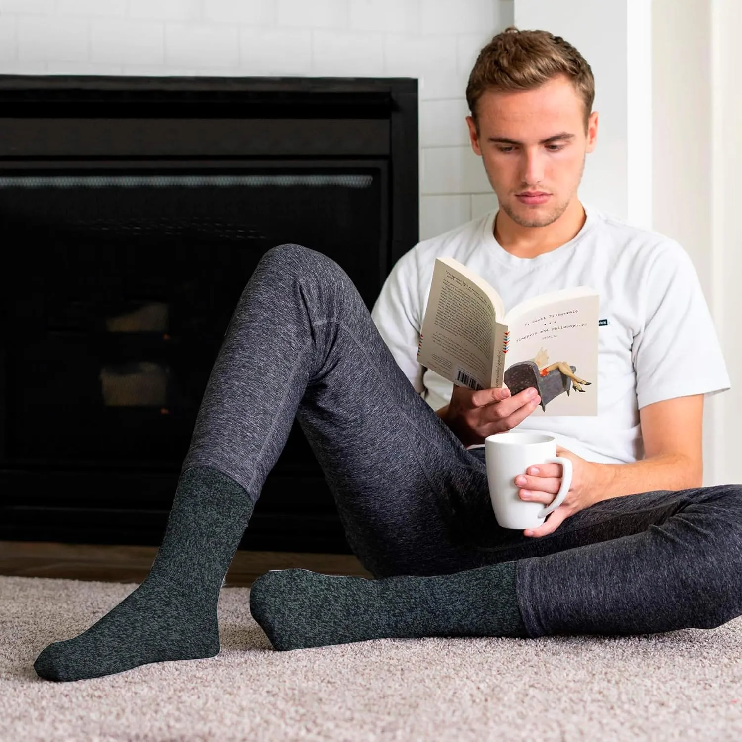 HOT FEET Thermal Socks for Men - Extreme Cold Weather, 2 Pack Thick Warm Socks, Winter Insulated, Size 6-12.5