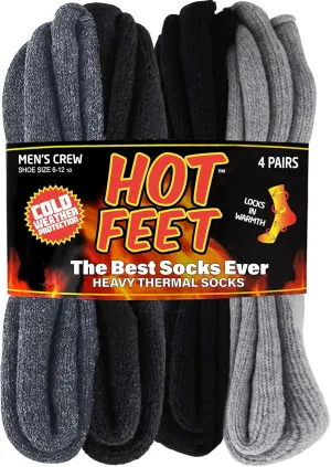HOT FEET Thermal Socks for Men - Extreme Cold Weather, 2 Pack Thick Warm Socks, Winter Insulated, Size 6-12.5