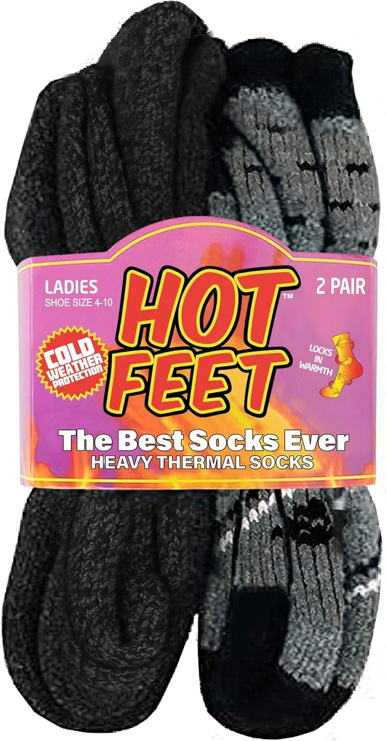 HOT FEET Thermal Socks For Women for Cold Weather – Thick Warm Winter Hiking Heat Insulated Socks, Women’s sizes 4–10.5