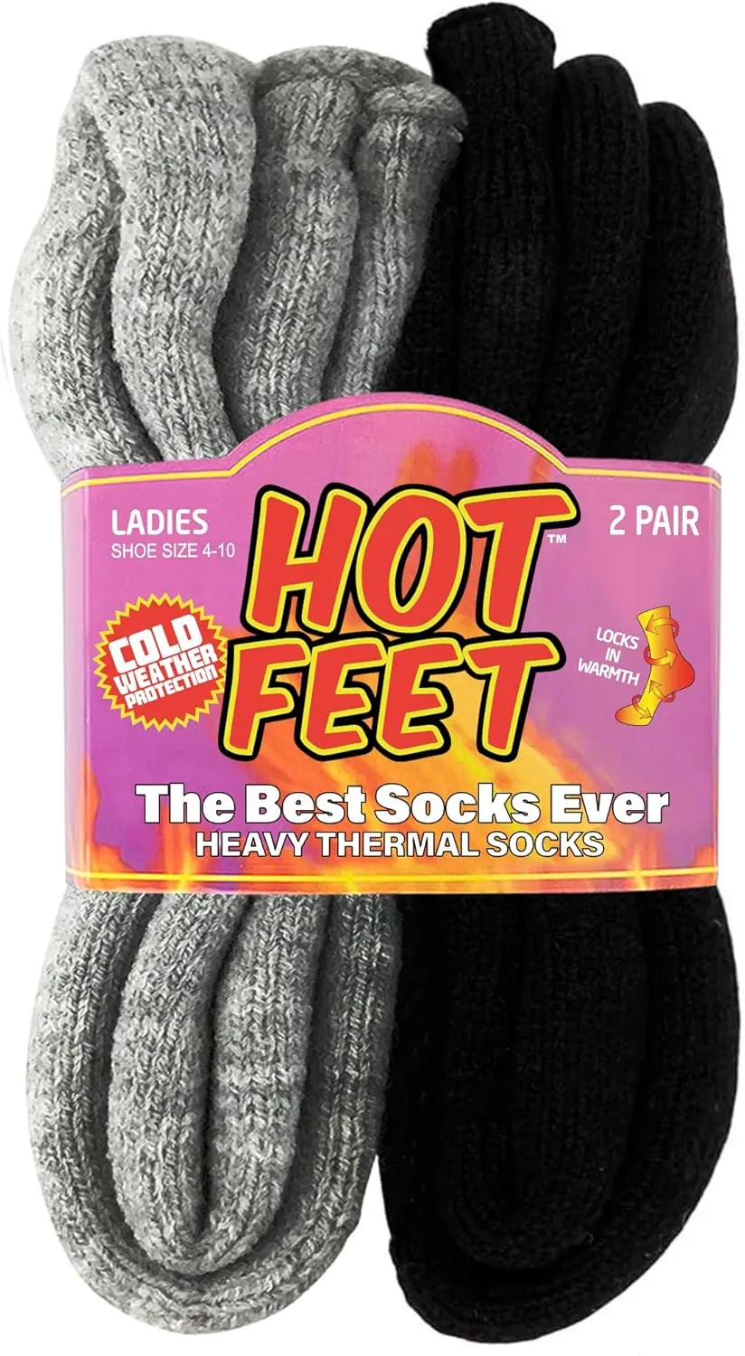 HOT FEET Thermal Socks For Women for Cold Weather – Thick Warm Winter Hiking Heat Insulated Socks, Women’s sizes 4–10.5
