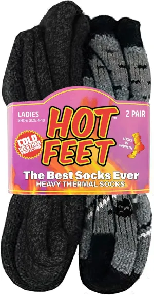 HOT FEET Thermal Socks For Women for Cold Weather – Thick Warm Winter Hiking Heat Insulated Socks, Women’s sizes 4–10.5