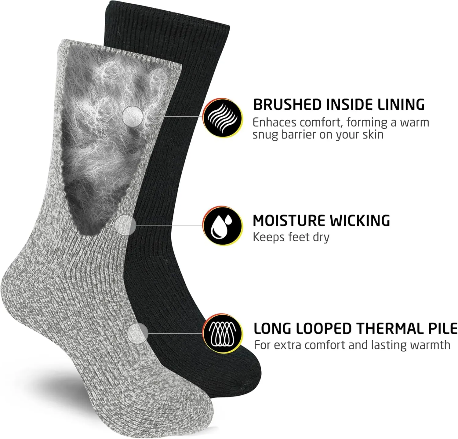 HOT FEET Thermal Socks For Women for Cold Weather – Thick Warm Winter Hiking Heat Insulated Socks, Women’s sizes 4–10.5