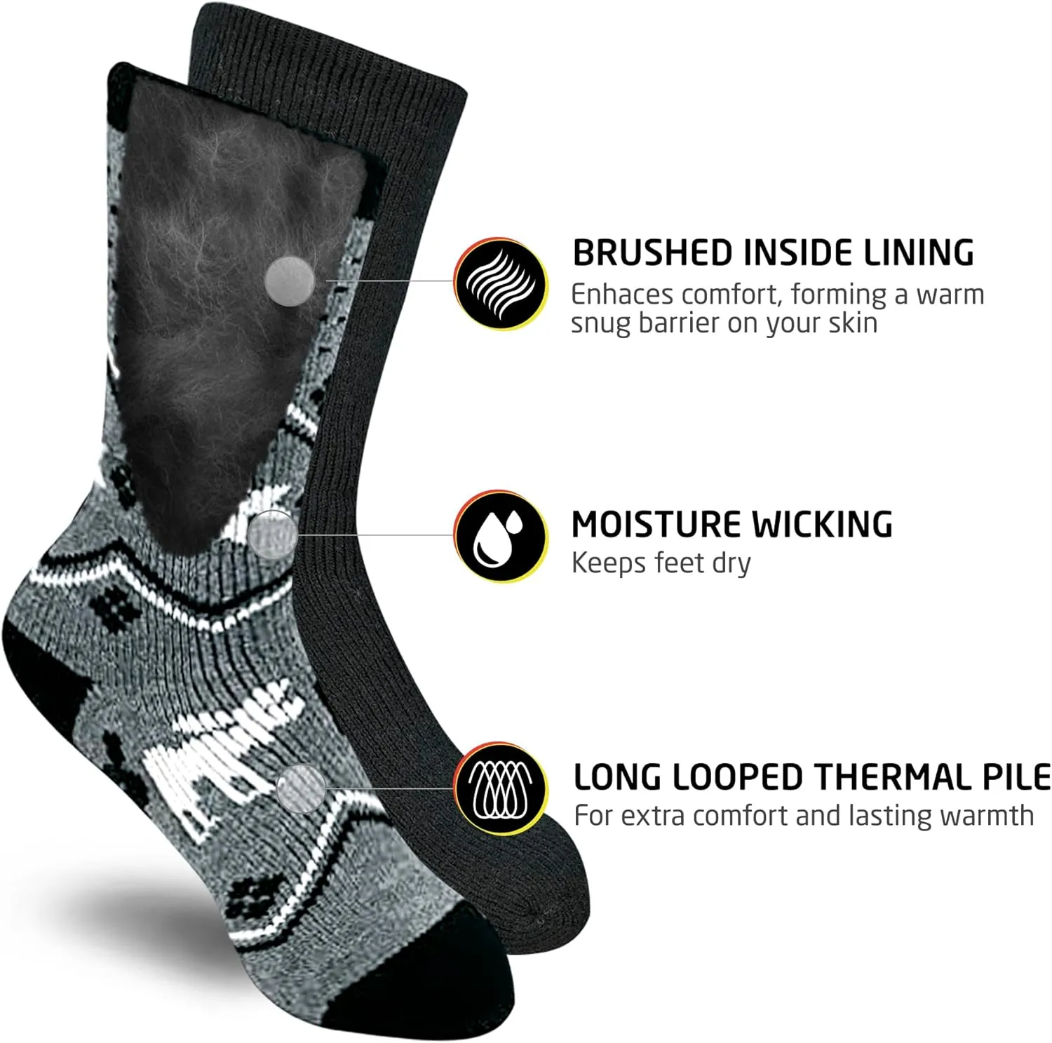 HOT FEET Thermal Socks For Women for Cold Weather – Thick Warm Winter Hiking Heat Insulated Socks, Women’s sizes 4–10.5
