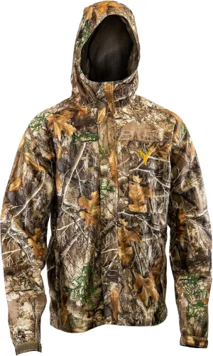HOT SHOT Men’s Camo Rain Jacket, Breathable Lightweight Jacket with Waterproof Hood for Hunting, Fishing, Hiking, Camping