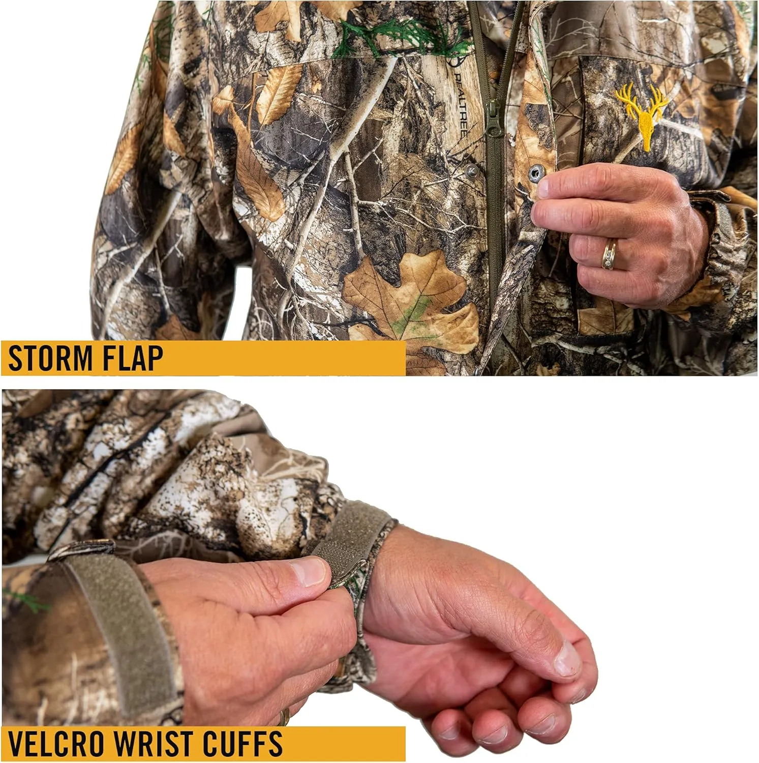 HOT SHOT Men’s Camo Rain Jacket, Breathable Lightweight Jacket with Waterproof Hood for Hunting, Fishing, Hiking, Camping