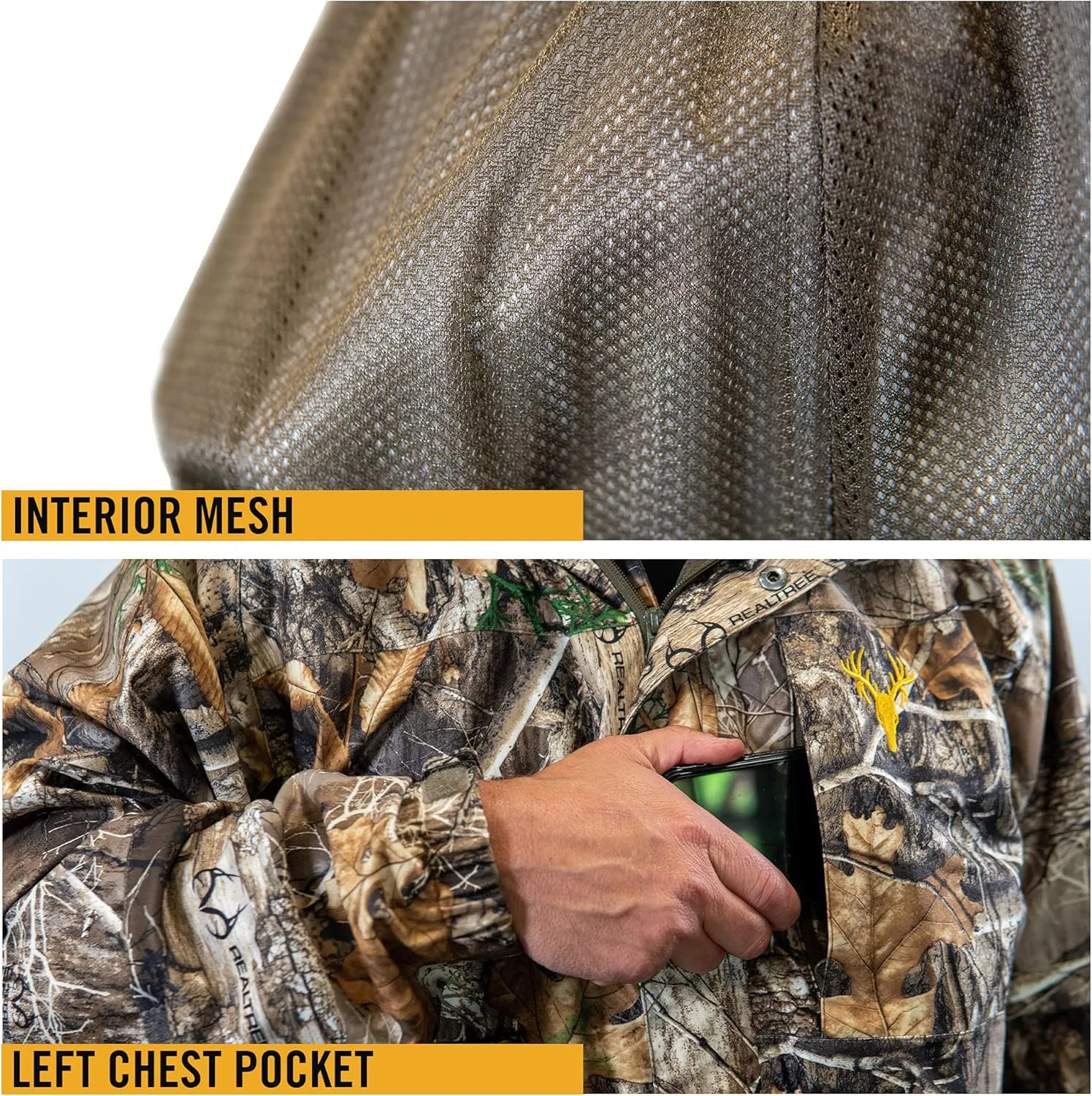 HOT SHOT Men’s Camo Rain Jacket, Breathable Lightweight Jacket with Waterproof Hood for Hunting, Fishing, Hiking, Camping