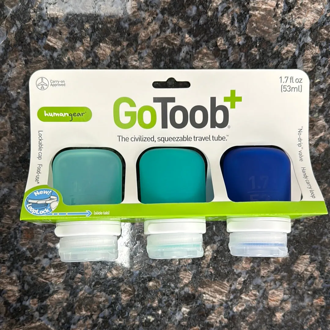 Humangear 1.7 oz GoToob  3-Pack Silicone 3-1-1 Toiletry Bottles (SMALL)