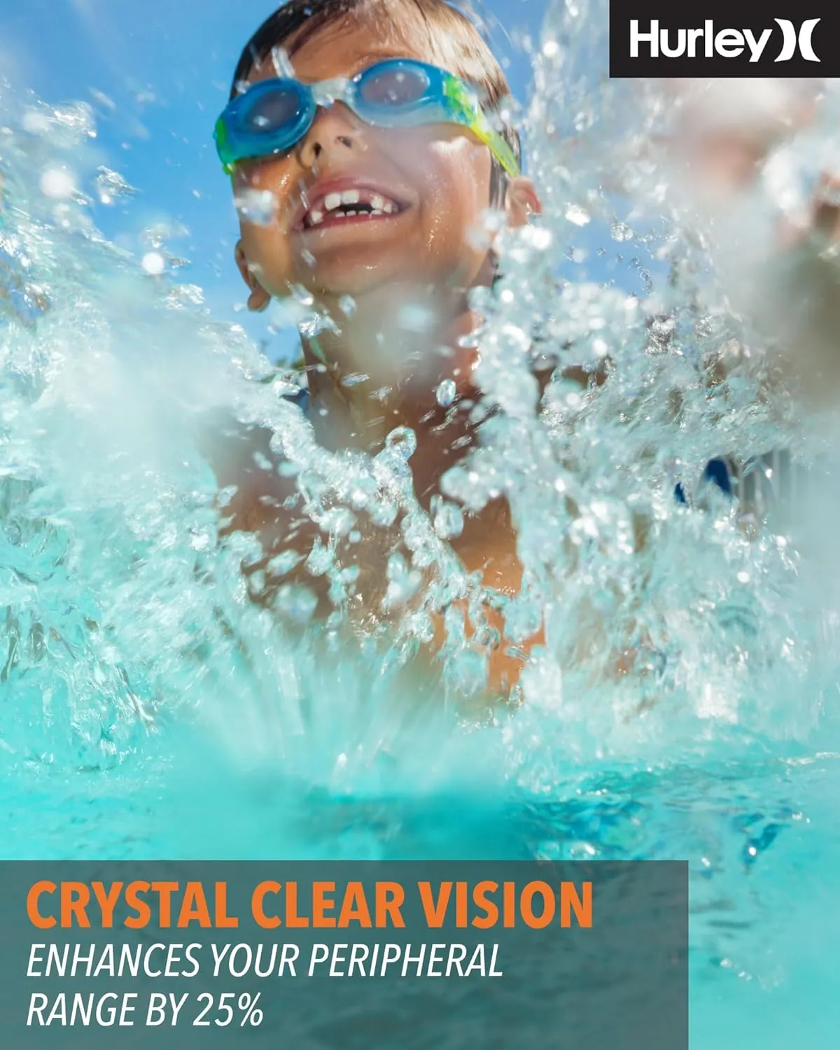 Hurley Kids Swim Goggles - 2 Pack/3 Pack No Leak Anti-Fog UV Protect Ultrafit Goggles for Swimming (Ages 3  and 8 )