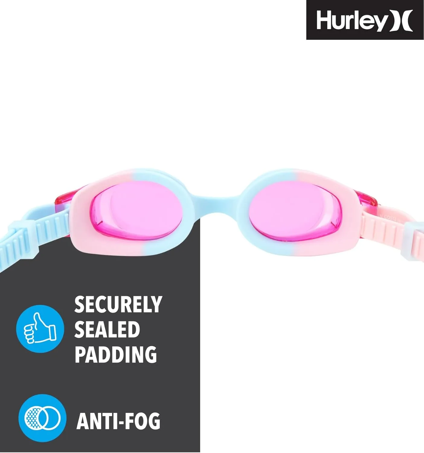 Hurley Kids Swim Goggles - 2 Pack/3 Pack No Leak Anti-Fog UV Protect Ultrafit Goggles for Swimming (Ages 3  and 8 )