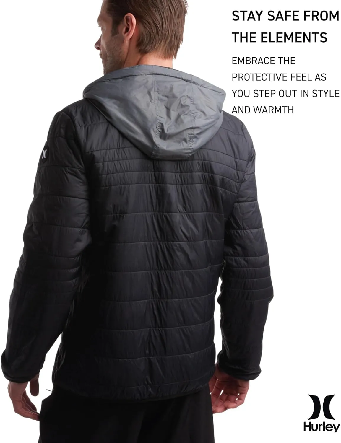 Hurley Men's Jacket - Balsam Lightweight Packable Puffer Coat - Weather Resistant Outerwear Windbreaker Coat for Men (M-XL)