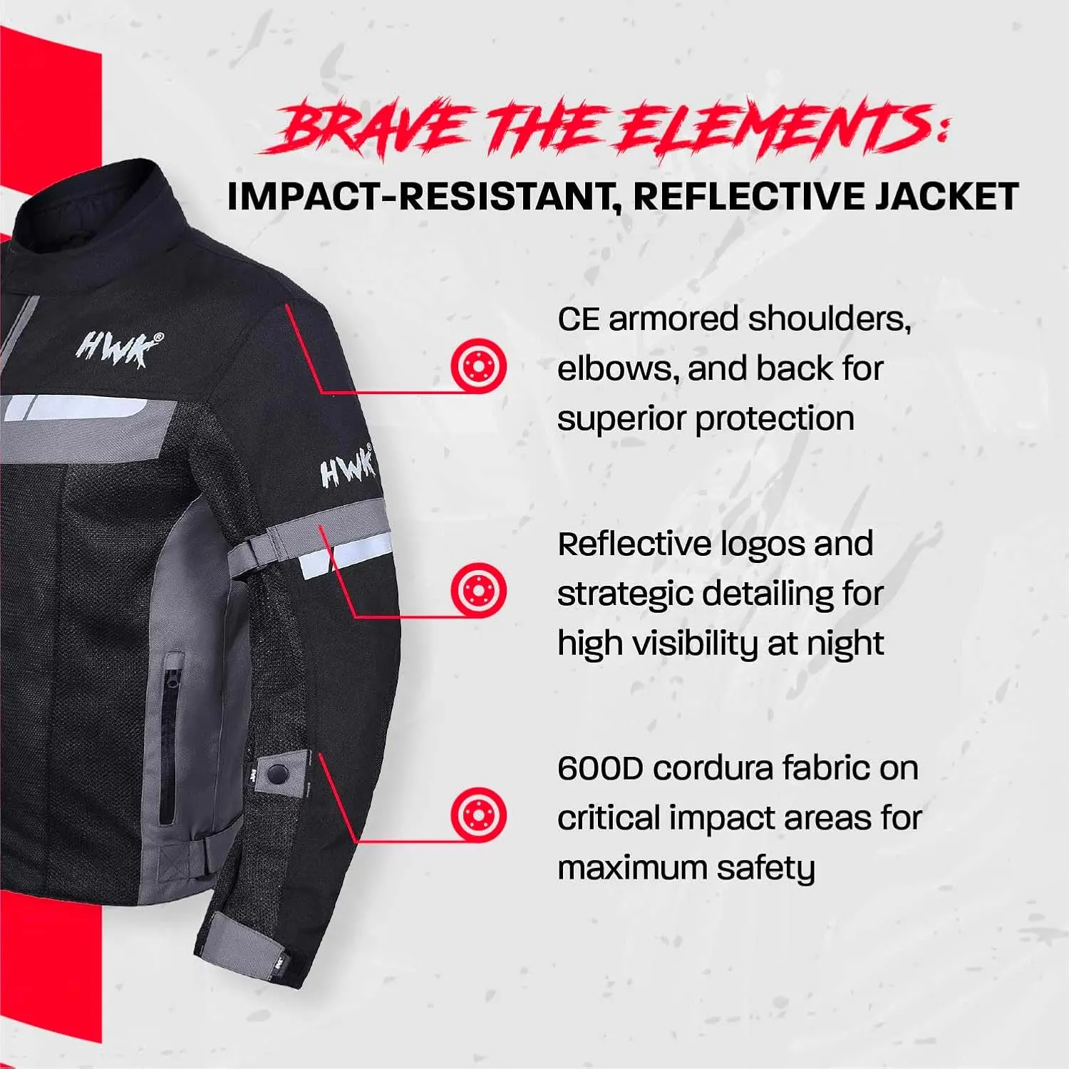 HWK Mesh Motorcycle Jacket Riding Air Motorbike Jacket Biker CE Armored Breathable