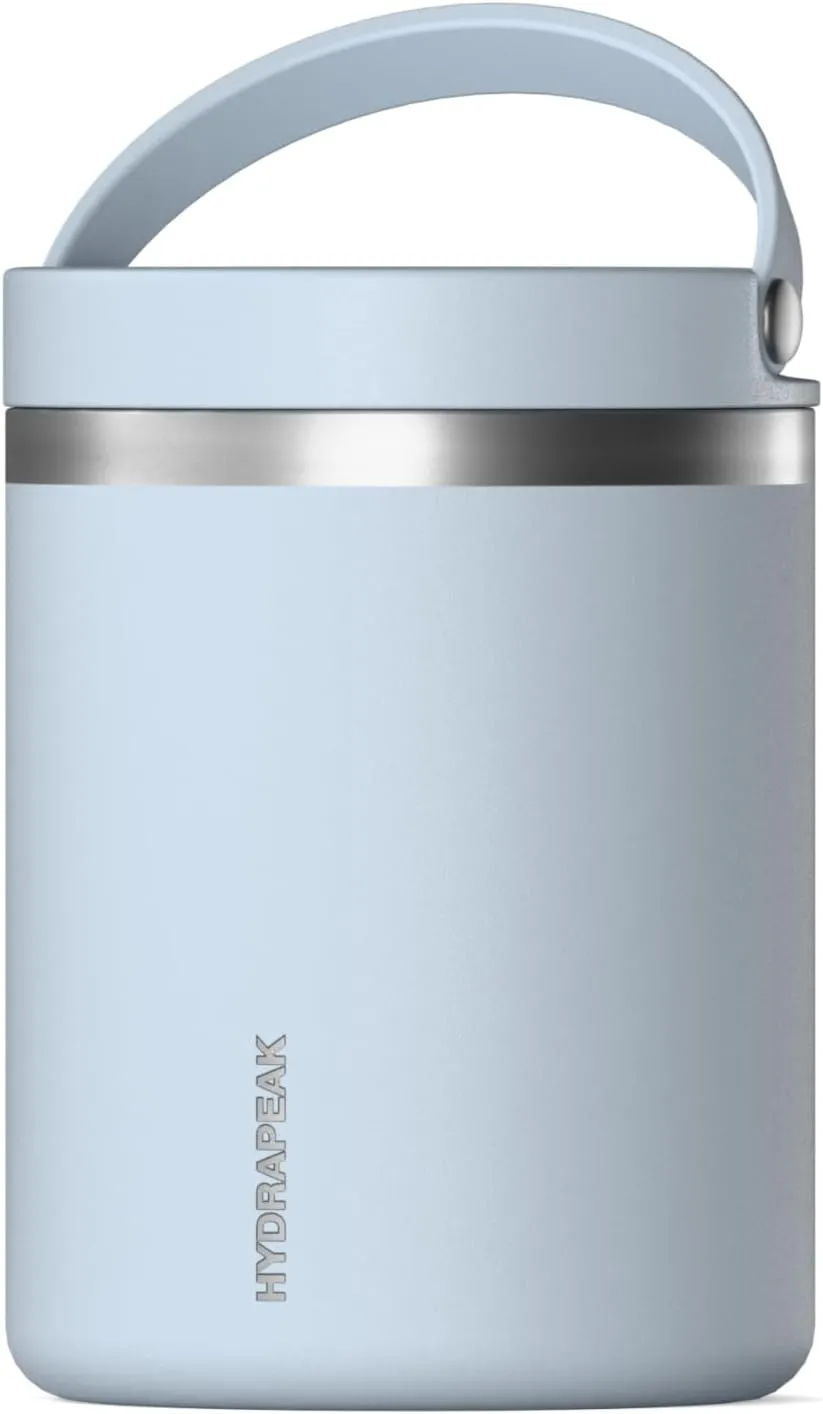 Hydrapeak 32oz Stainless Steel Vacuum Insulated Thermos Food Jar | Thermos for Hot Food and Cold Food, Wide Mouth Leak-Proof Soup Thermos for Adults, 10 Hours Hot and 16 Hours Cold (Ice Blue)