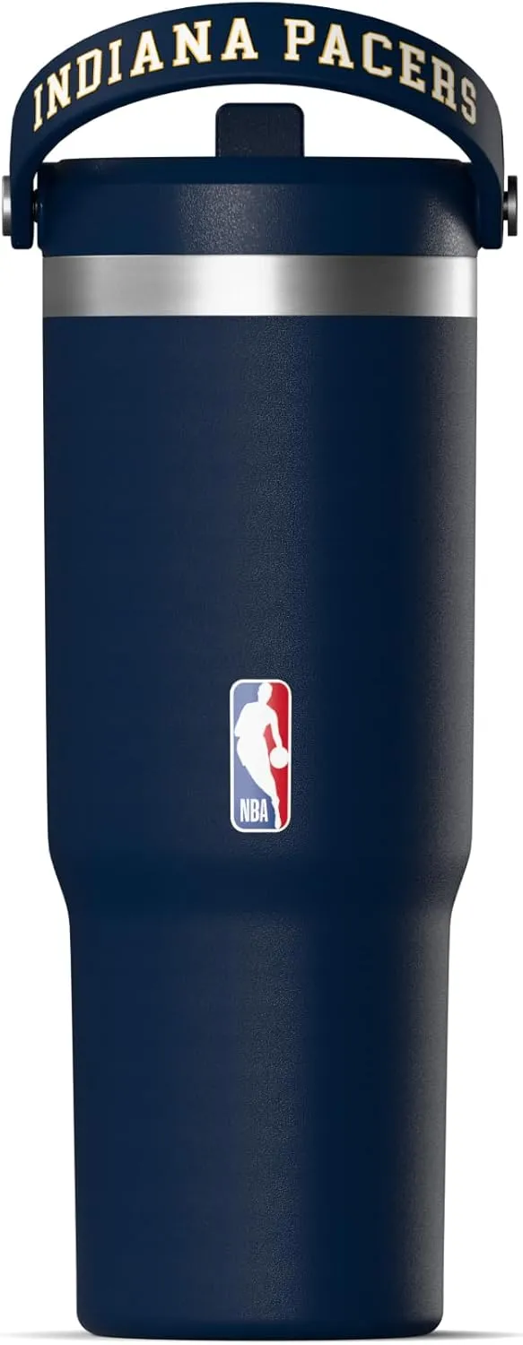 Hydrapeak x NBA Officially Licensed Indiana Pacers 32 oz Nomad Tumbler with Handle and Straw Lid, Leakproof Stainless Steel Water Bottle