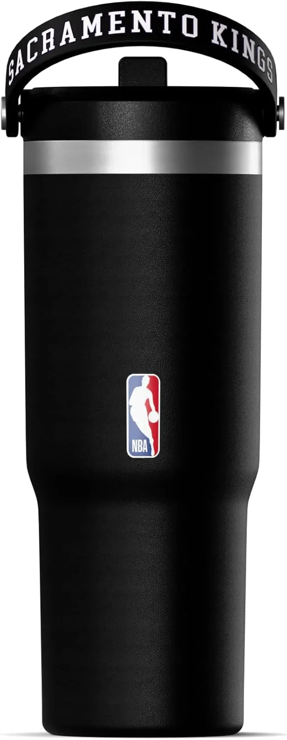 Hydrapeak x NBA Officially Licensed Sacramento Kings 32 oz Nomad Tumbler with Handle and Straw Lid, Leakproof Stainless Steel Water Bottle