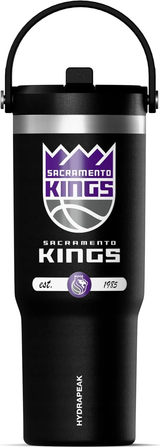 Hydrapeak x NBA Officially Licensed Sacramento Kings 32 oz Nomad Tumbler with Handle and Straw Lid, Leakproof Stainless Steel Water Bottle