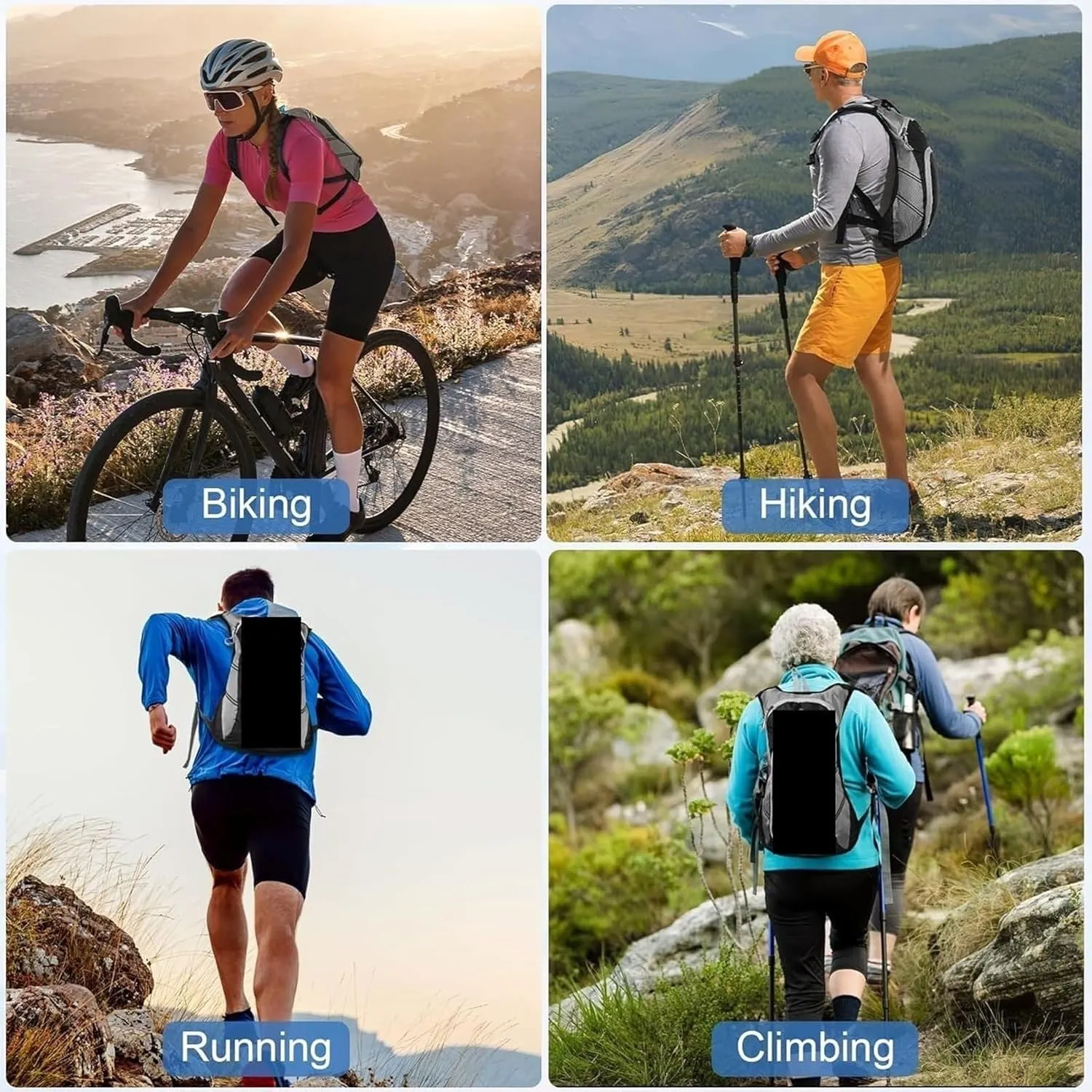 Hydration Backpack with 3L Water Bladder, Running Vest for Cycling, Marathon, Running, Climbing, Leak-Proof Pack (Black)