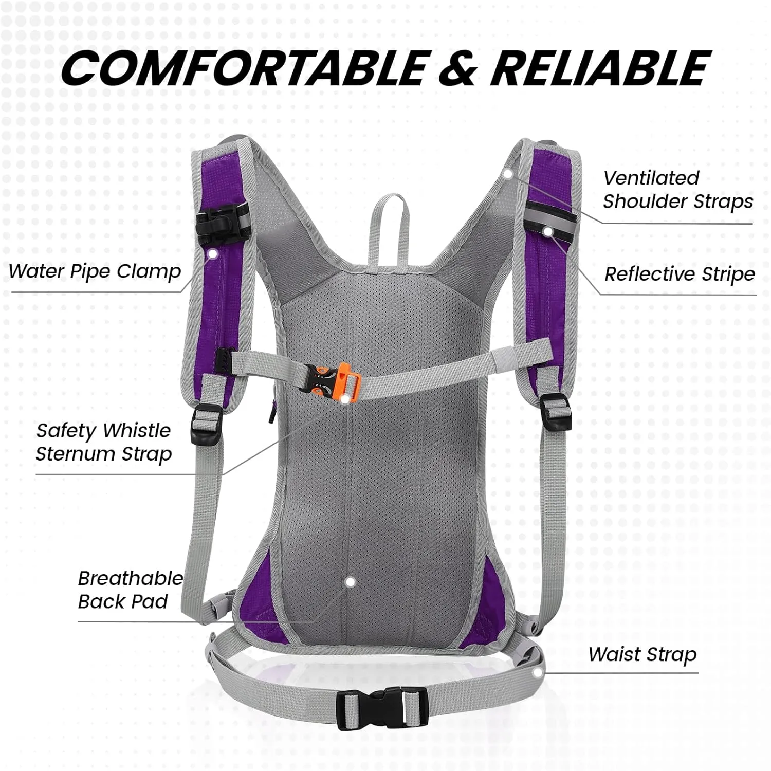 Hydration Pack Backpack for Women & Men, Lightweight Water Backpack with 2L Water Bladder for Hiking Cycling Running Biking
