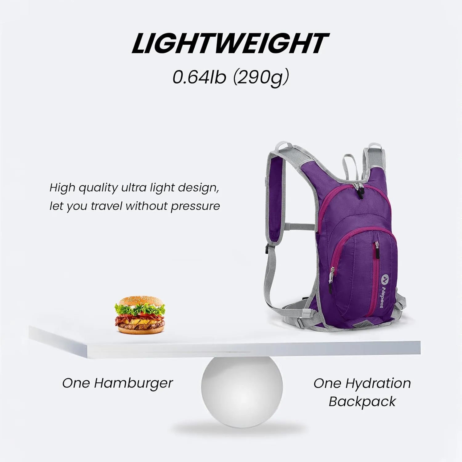 Hydration Pack Backpack for Women & Men, Lightweight Water Backpack with 2L Water Bladder for Hiking Cycling Running Biking