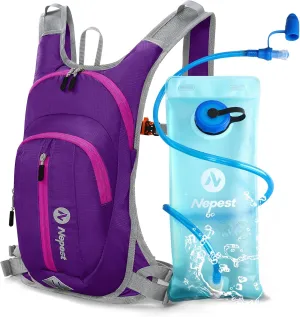 Hydration Pack Backpack for Women & Men, Lightweight Water Backpack with 2L Water Bladder for Hiking Cycling Running Biking