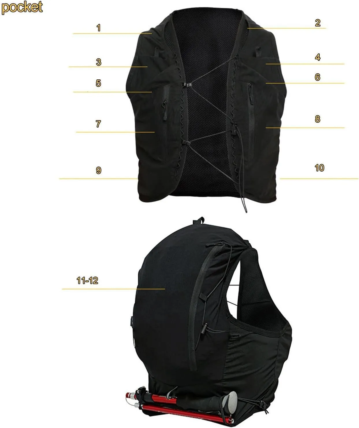 Hydration Vest for Men Women Runner Rucksack, Portable Daypack, Sport Bag Hydration Pack for Hiking Cycling Camping, Jogging