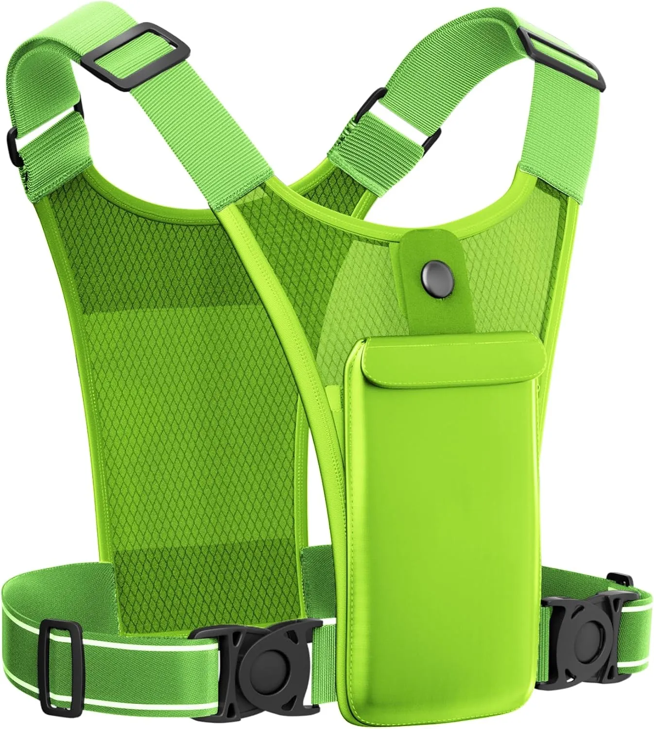 Hydration Vest with Mesh Back and Pocket, Adjustable Straps (Green, L)